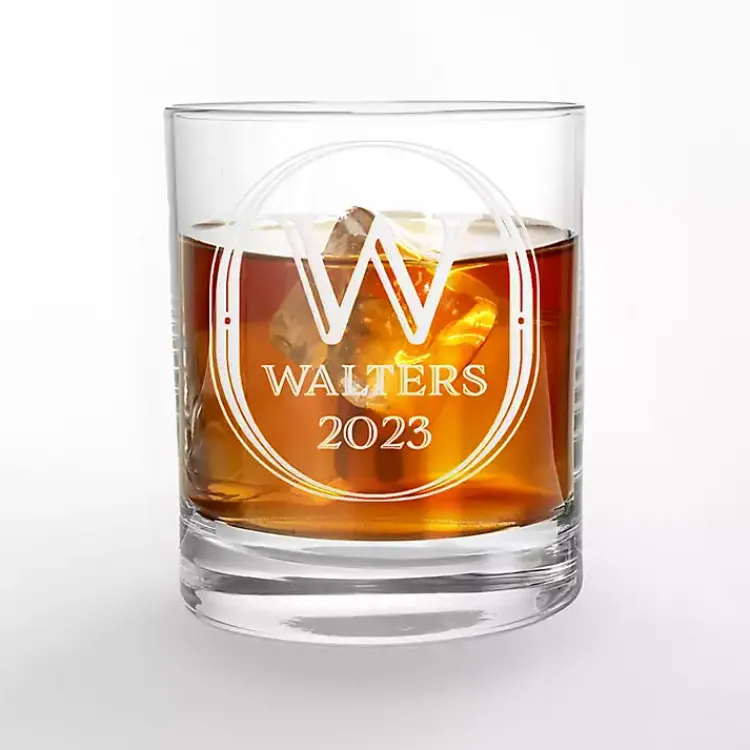 Glassware & Drinkware-Kirklands Home Personalized Art Deco Whiskey Glasses, Set of 2