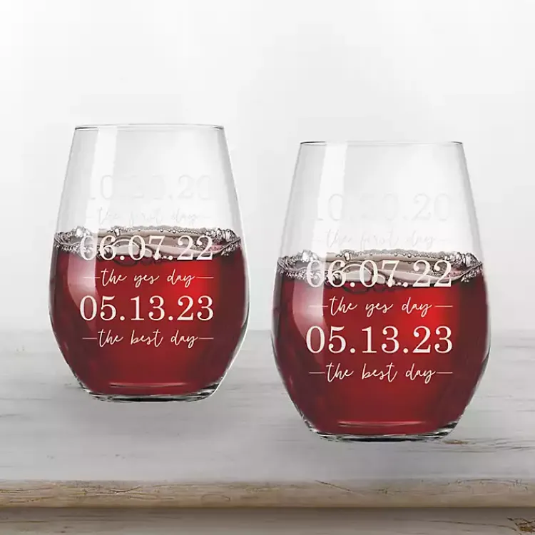 Glassware & Drinkware-Kirklands Home Personalized Important Dates Glasses, Set of 2
