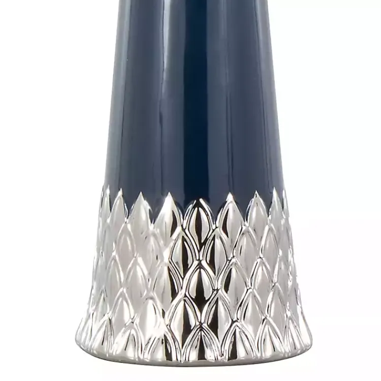 Table Lamps-Kirklands Home Navy and Silver Piper Table Lamp White