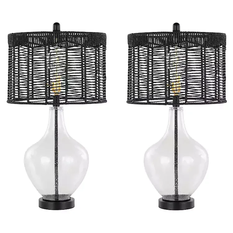 Table Lamps-Kirklands Home Rope Jenny Table Lamps, Set of 2 Black