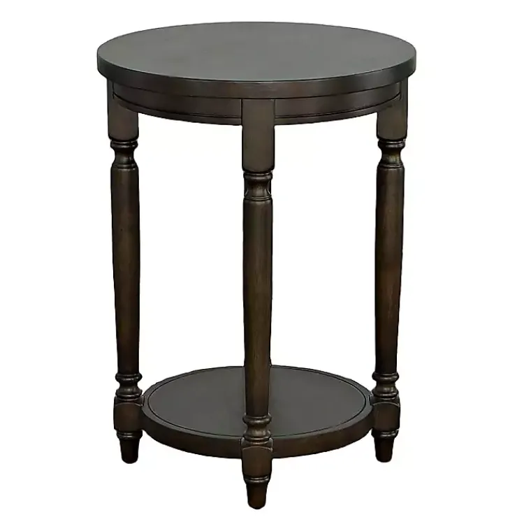 Accent & End Tables-Kirklands Home Dark Round Charging Accent Table Brown
