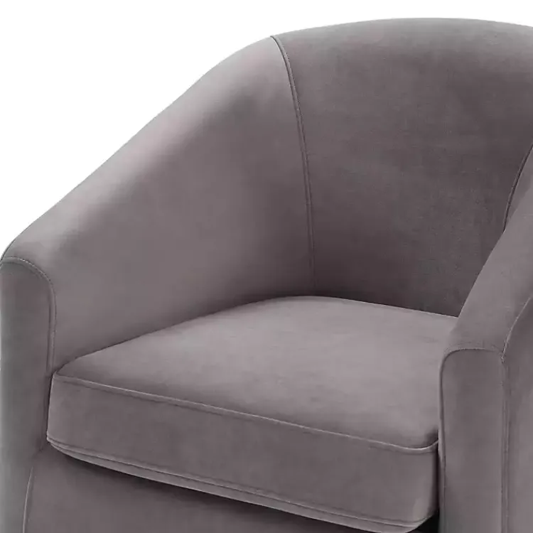 Accent Chairs-Kirklands Home Fog Velvet Swivel Barrel Accent Chair Gray