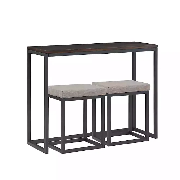 Dining Sets-Kirklands Home Walnut Nesting Counter Table and Stools, Set of 3