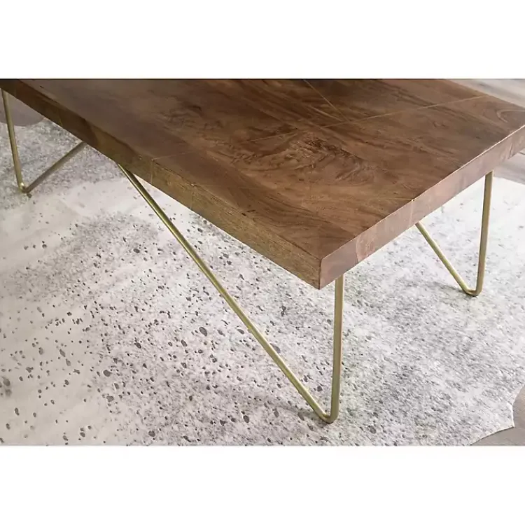 Coffee Tables-Kirklands Home Modern Mango Wood Brass Coffee Table Brown