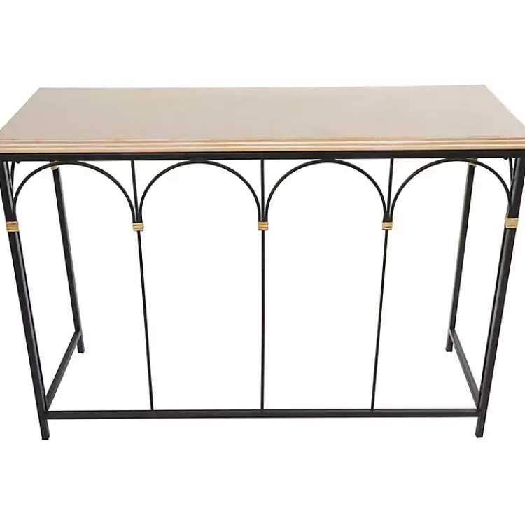 Console Tables-Kirklands Home Wood and Metal Arches Console Table