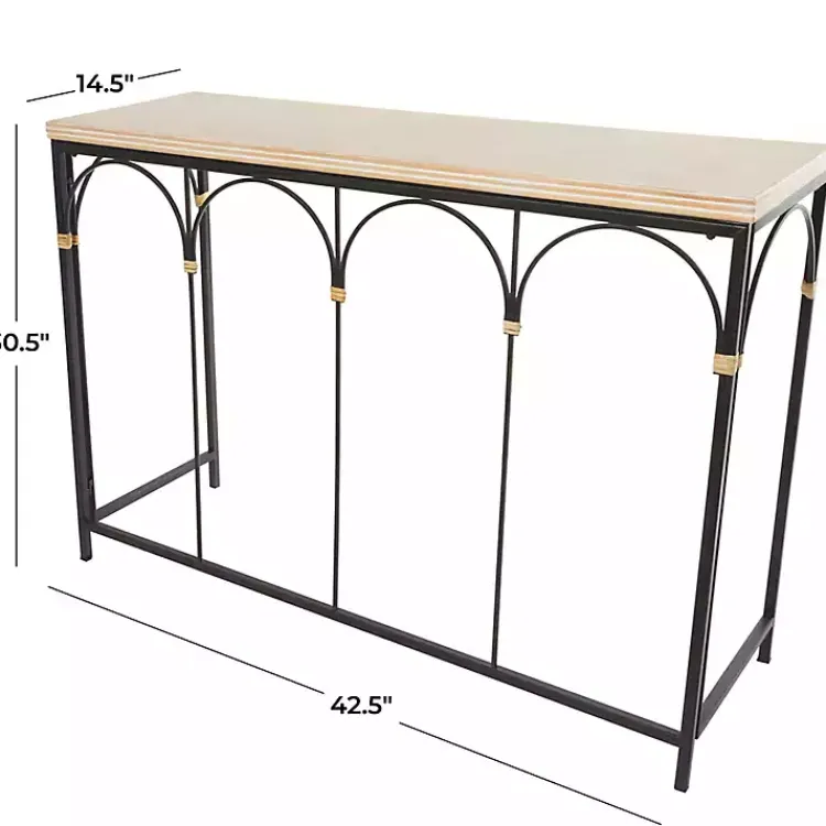 Console Tables-Kirklands Home Wood and Metal Arches Console Table