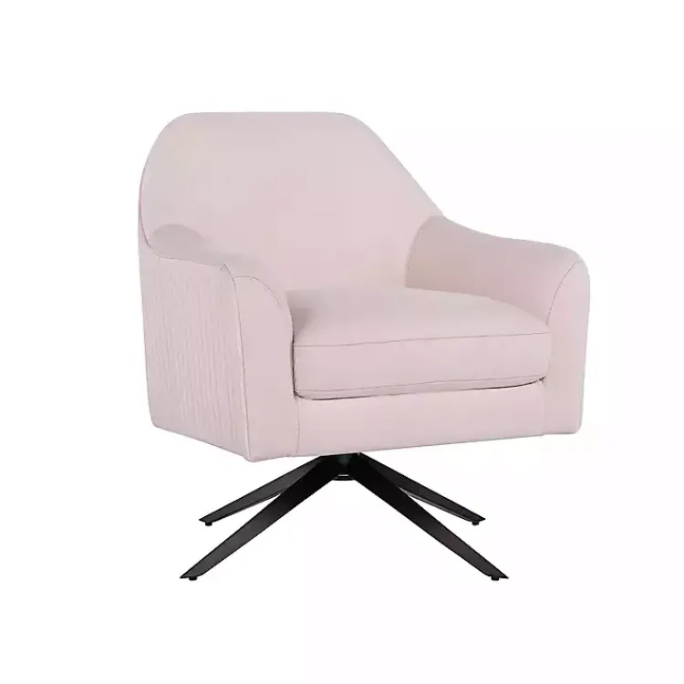 Accent Chairs-Kirklands Home Blush Velvet Swivel Accent Chair Pink