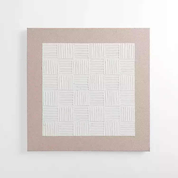 Canvas Art-Kirklands Home White Raked Checkered Canvas Art Print