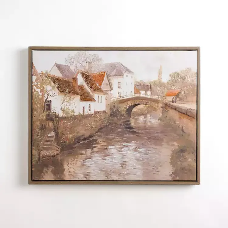 Canvas Art-Kirklands Home Town with Bridge Framed Canvas Art Print