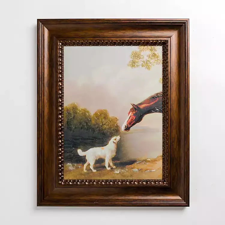 Framed Art-Kirklands Home Horse and Dog Vintage Framed Art Print Multi