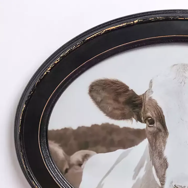Framed Art-Kirklands Home Oval Cow Selfie Framed Art