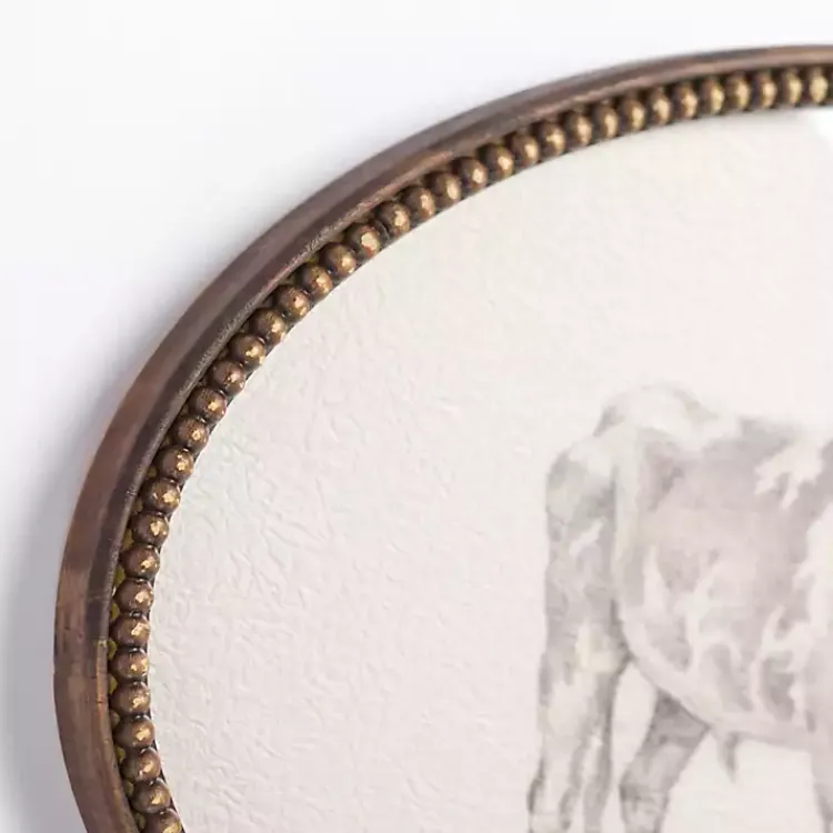 Framed Art-Kirklands Home Oval Cow Sketch Beaded Framed Art Print