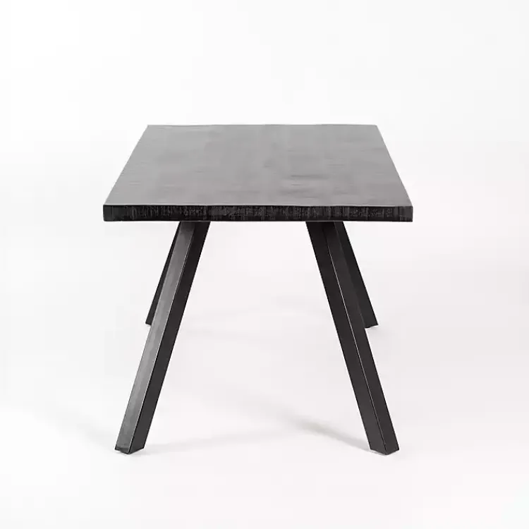 Dining Tables-Kirklands Home Glenn Midnight Wood Rectangular Dining Table Black