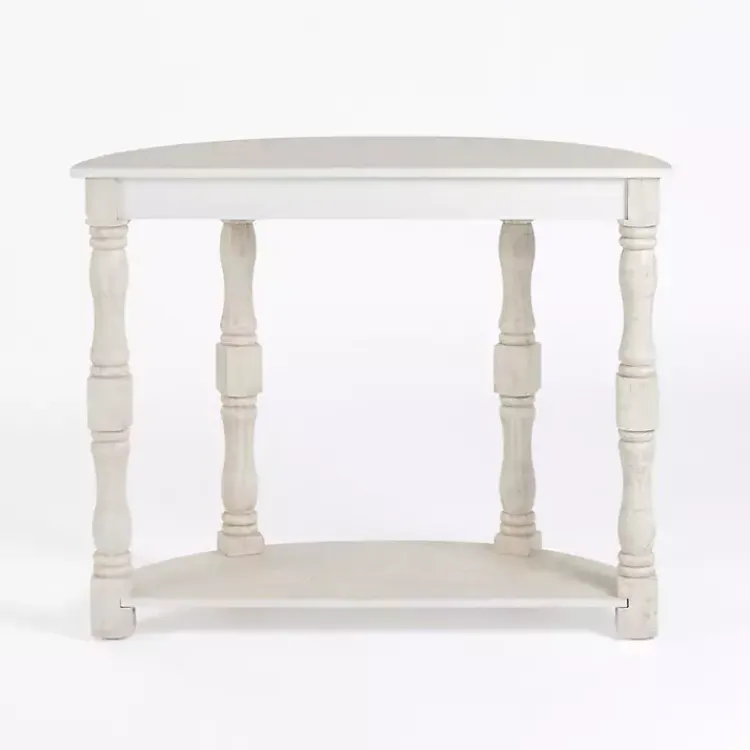 Console Tables-Kirklands Home Savannah Cream Distressed Half Moon Console Table White