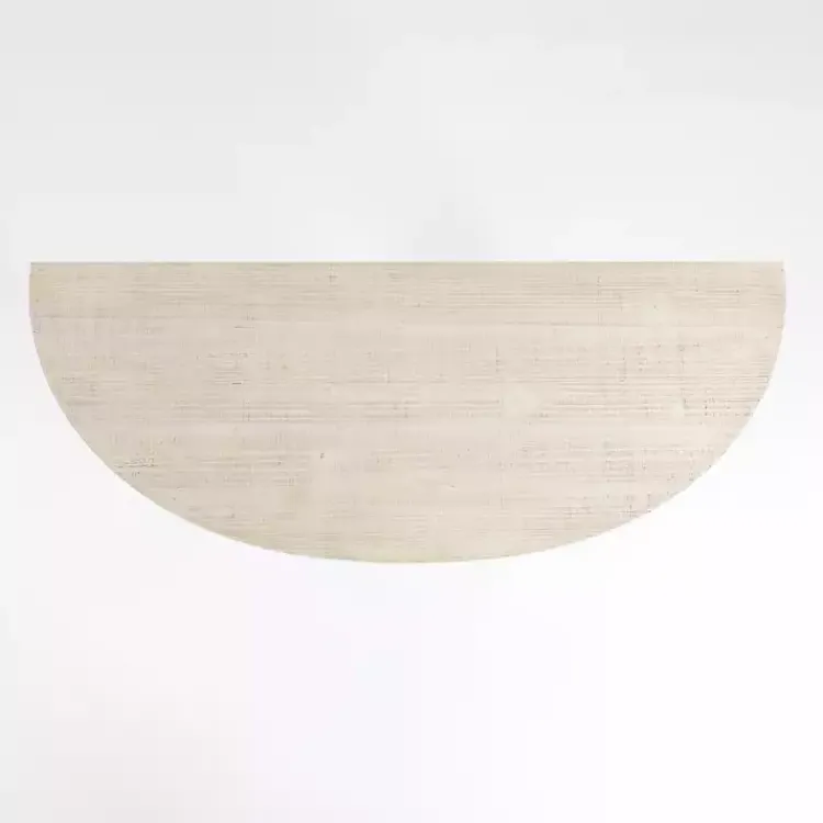 Console Tables-Kirklands Home Savannah Cream Distressed Half Moon Console Table White