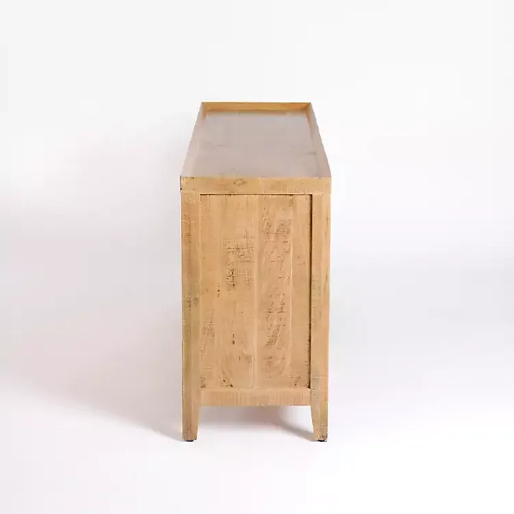 Cabinets & Sideboards-Kirklands Home Natural Wood Hughes Sliding Door Cabinet Tan