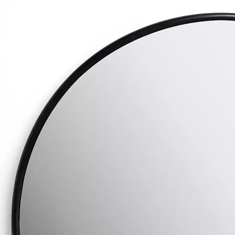Framed Mirrors-Kirklands Home Round Black Nouveau Linear Wall Mirror, 20 in.