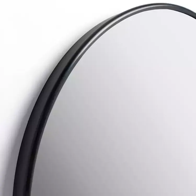 Framed Mirrors-Kirklands Home Round Black Nouveau Linear Wall Mirror, 20 in.
