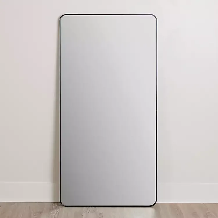 Full Length & Floor Mirrors-Kirklands Home Black Nouveau Linear Leaner Mirror
