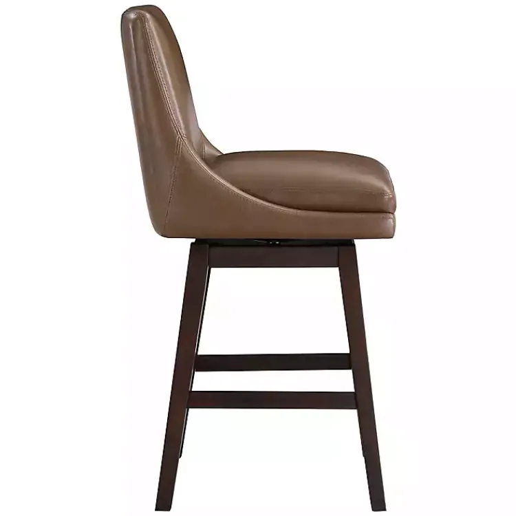 Bar Stools & Counter Height Stools-Kirklands Home Faux Leather Alli Swivel Counter Stool Brown