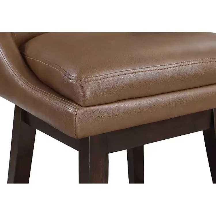 Bar Stools & Counter Height Stools-Kirklands Home Faux Leather Alli Swivel Counter Stool Brown