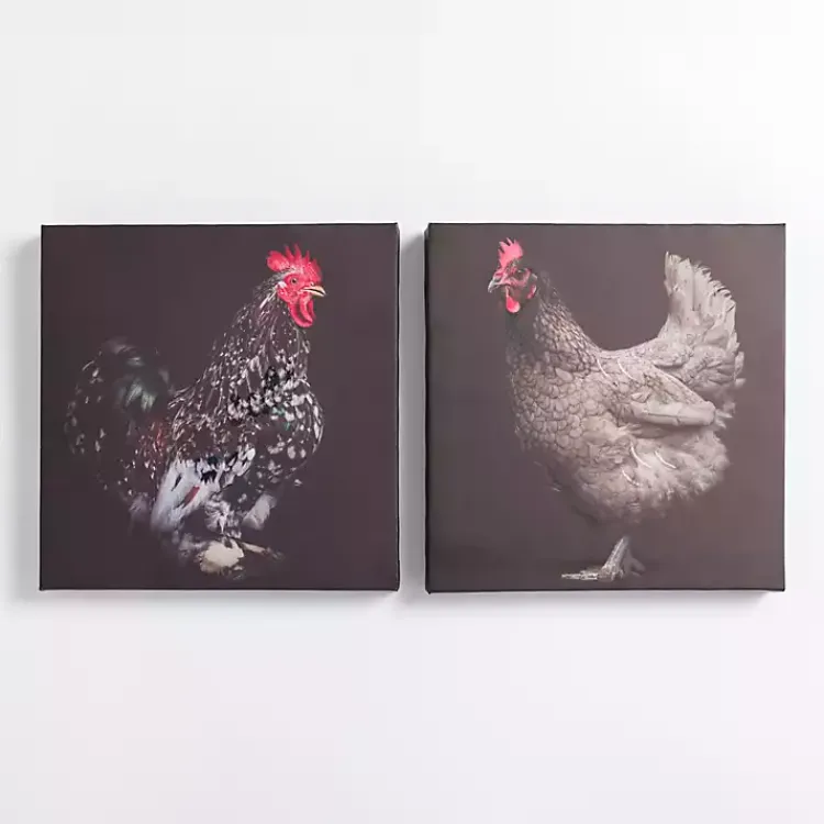 Canvas Art-Kirklands Home Rooster Portraits Canvas Art Prints, Set of 2