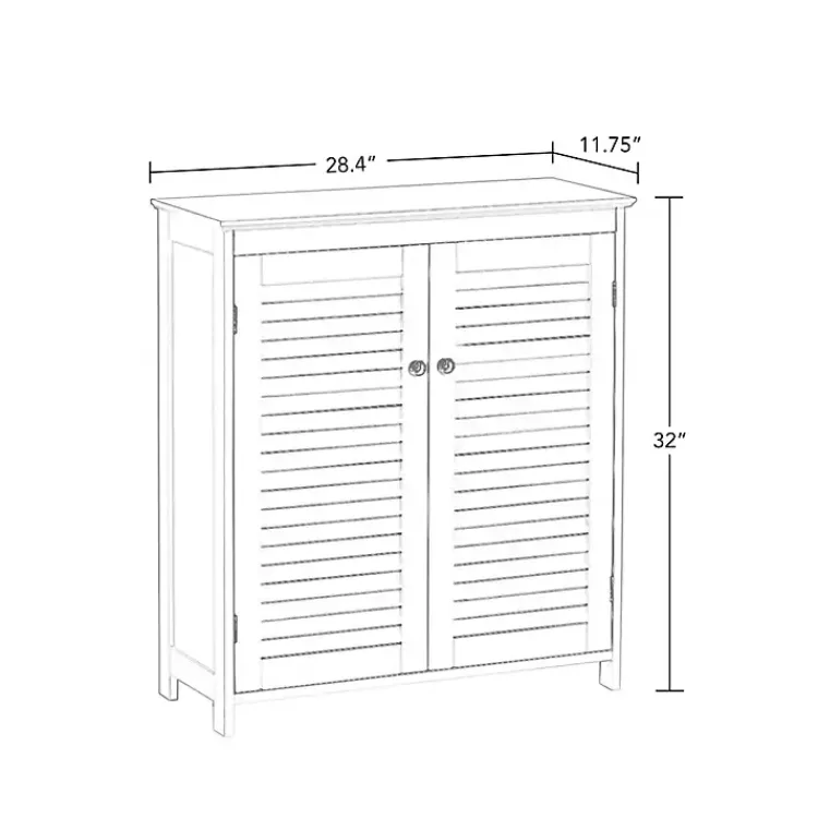 Bathroom Furniture-Kirklands Home Slatted 2-Door Bathroom Storage Cabinet White