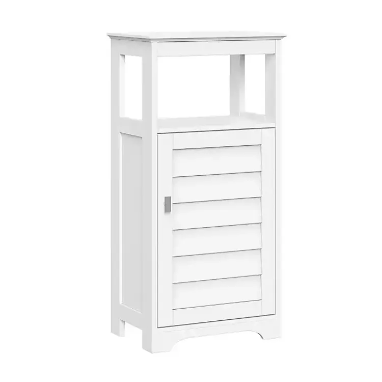 Bathroom Furniture-Kirklands Home Shutter Single Door Storage Cabinet White