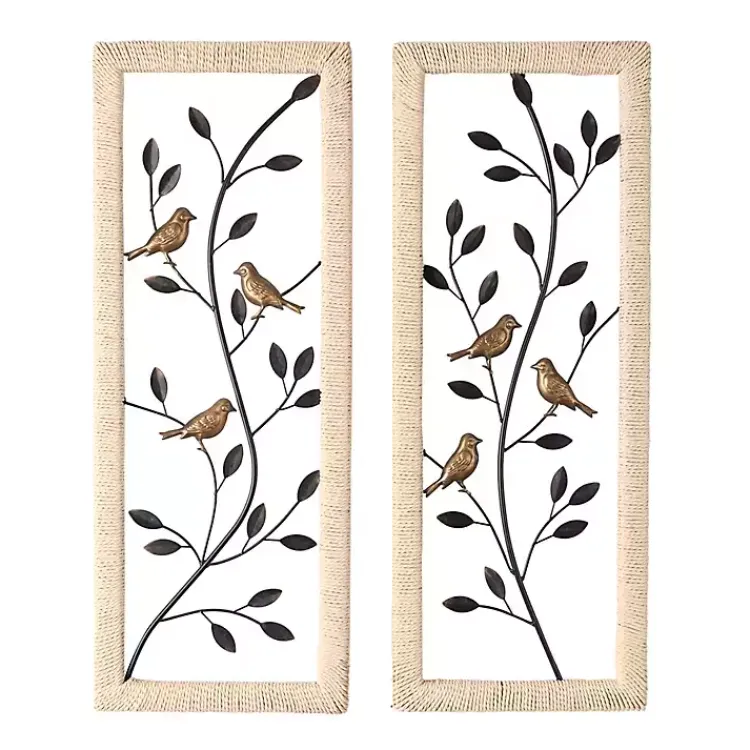 Wall Plaques-Kirklands Home Bronze Bird and Branch Wall Plaques, Set of 2