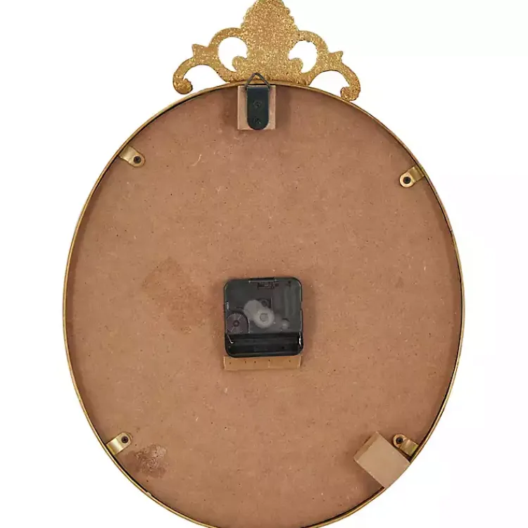 Clocks-Kirklands Home Antique Gold Metal Scroll Wall Clock