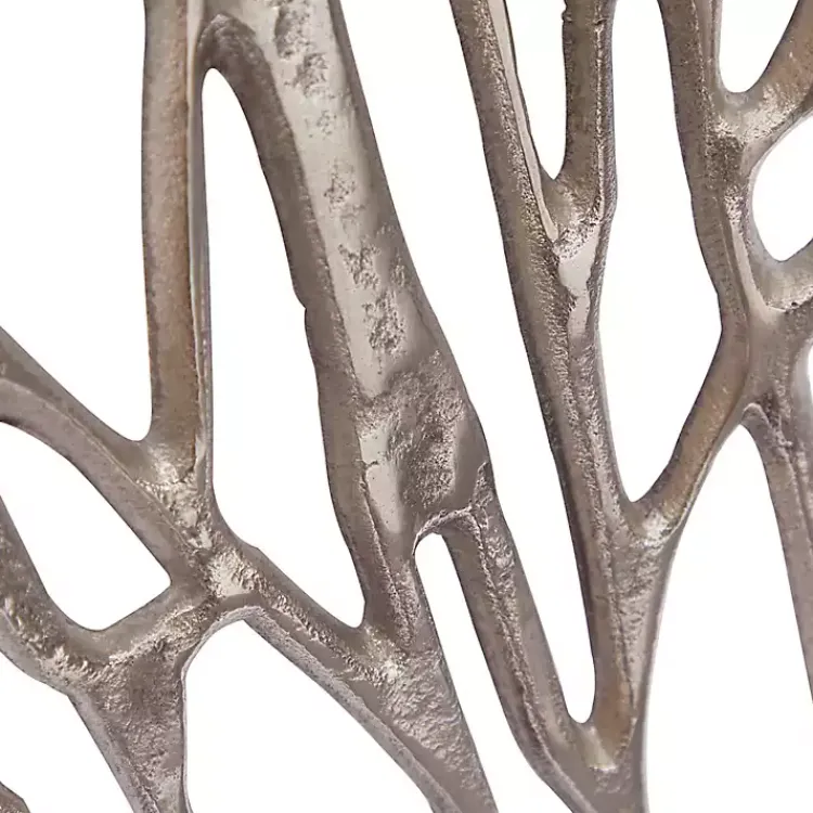 Wall Plaques-Kirklands Home Metal Coral Panel Wall Plaques, Set of 2 Silver