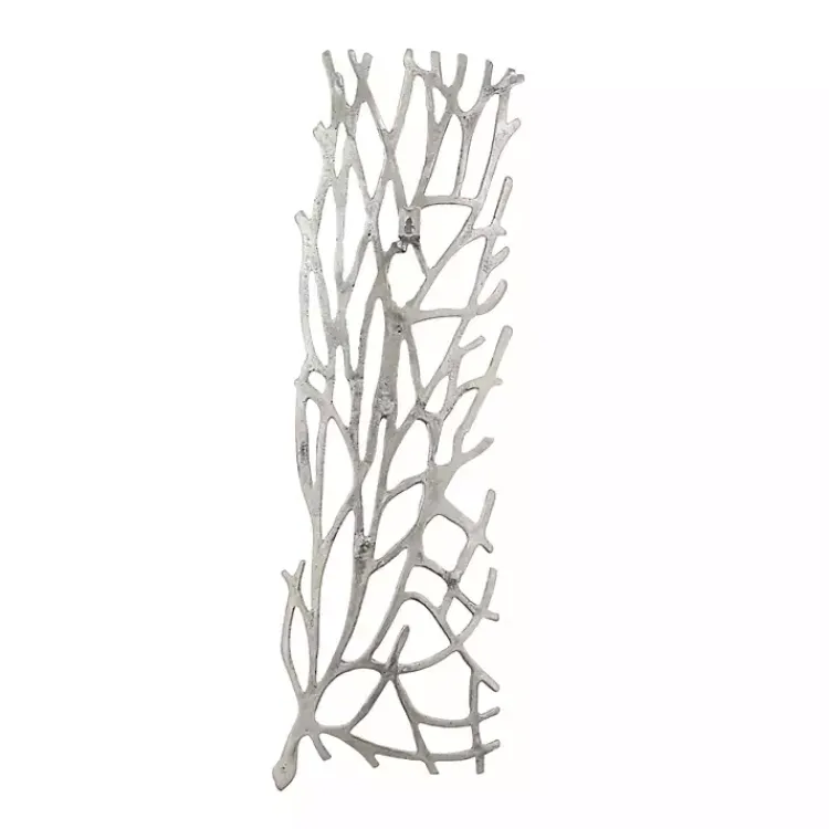 Wall Plaques-Kirklands Home Metal Coral Panel Wall Plaques, Set of 2 Silver