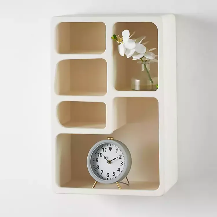 Shelves-Kirklands Home Cream Geometric 5-Section Wall Shelf