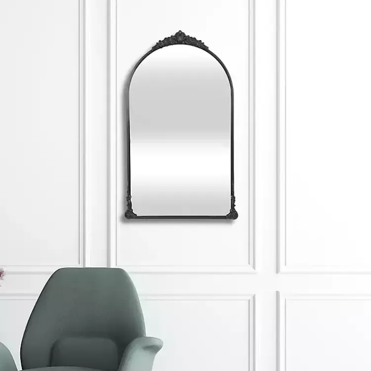 Decorative Mirrors-Kirklands Home Metal Modern Victorian Wall Mirror Black