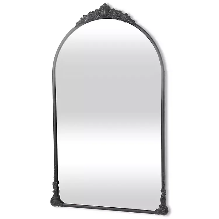 Decorative Mirrors-Kirklands Home Metal Modern Victorian Wall Mirror Black
