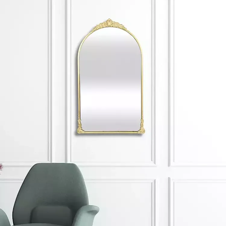 Decorative Mirrors-Kirklands Home Metal Modern Victorian Wall Mirror Gold