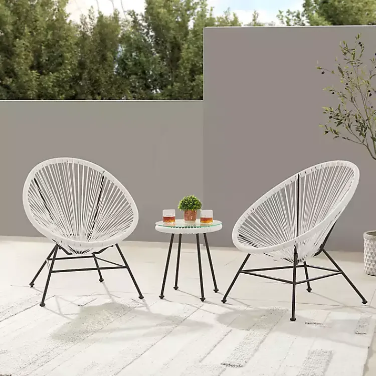 Outdoor Sets-Kirklands Home Modern Wicker 3-pc. Outdoor Patio Set White