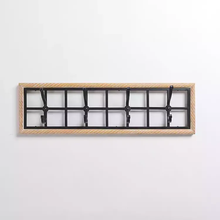 Hooks-Kirklands Home Wood and Metal Twisted Frame Hook Rack