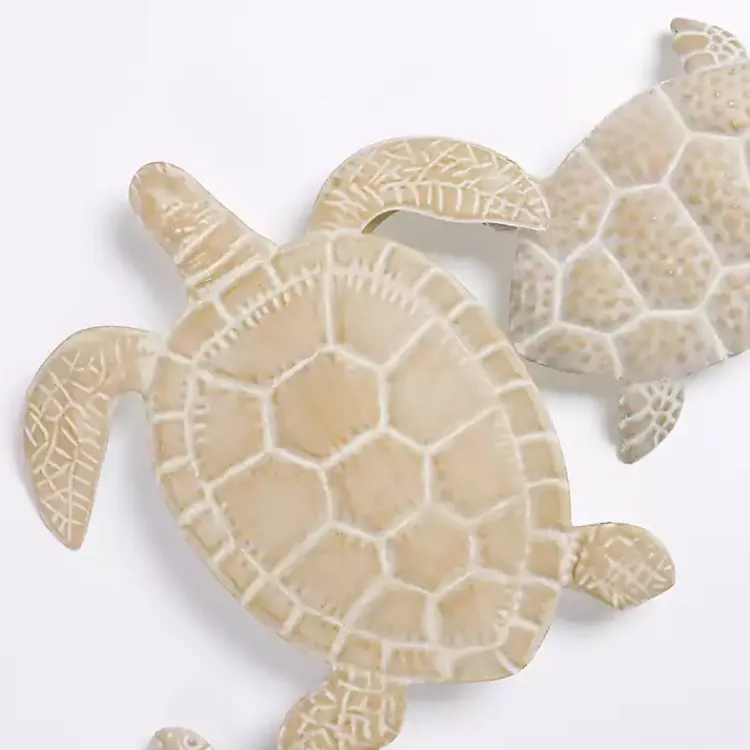 Wall Quotes & Signs-Kirklands Home Metal Sea Turtles Wall Plaque Tan