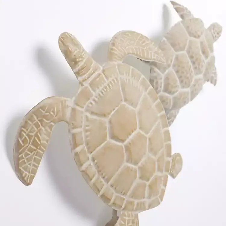 Wall Quotes & Signs-Kirklands Home Metal Sea Turtles Wall Plaque Tan