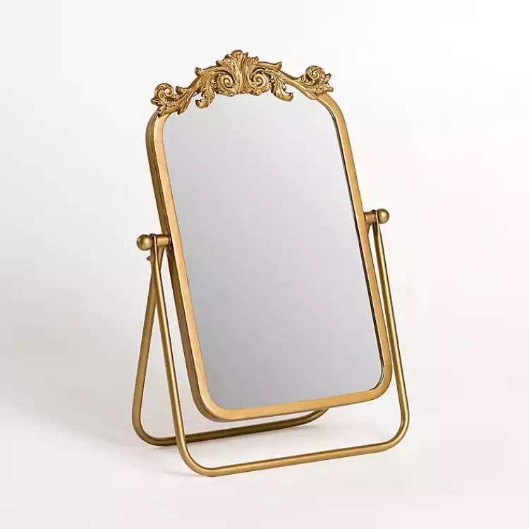 Decorative Mirrors-Kirklands Home Gold Bordeaux Scroll Tabletop Mirror