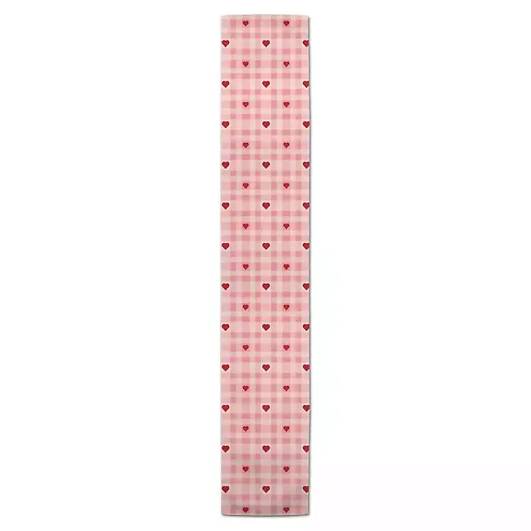 Table Linens-Kirklands Home Pink Plaid Hearts Table Runner, 90 in.