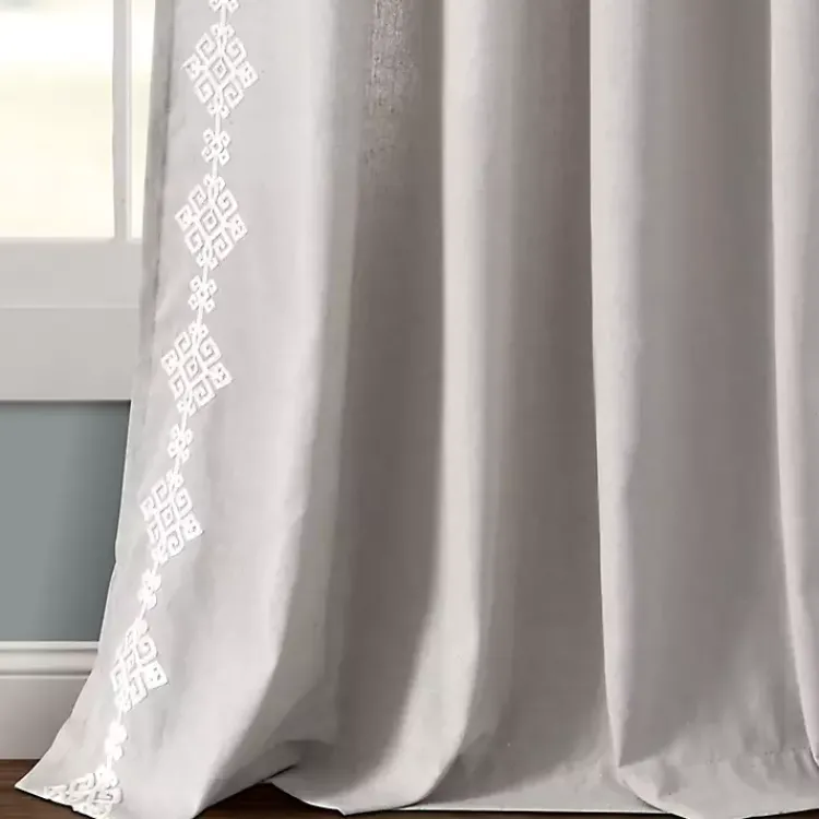 Curtains & Drapes-Kirklands Home Geometric Border Curtain Panel, 84 in. Gray