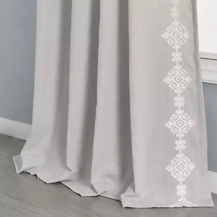 Curtains & Drapes-Kirklands Home Geometric Border Curtain Panel, 84 in. Gray