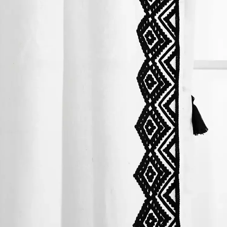 Curtains & Drapes-Kirklands Home White and Black Diamond Curtain Panel, 84 in.