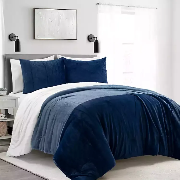 Comforters-Kirklands Home Navy Color Block 3-pc. King Comforter Set Blue