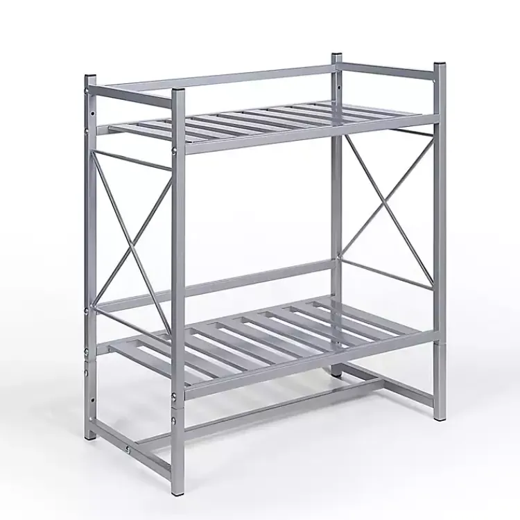 Bathroom Accessories-Kirklands Home 2-Tier Utility Shelf Silver