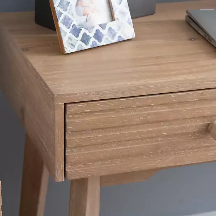 Office Furniture-Kirklands Home Natural Ripples 2-Drawer Wood Desk Brown