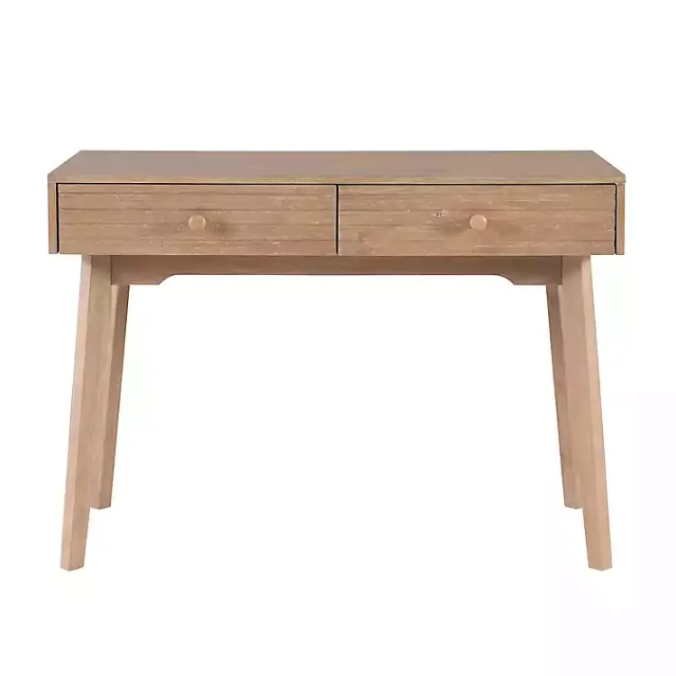 Office Furniture-Kirklands Home Natural Ripples 2-Drawer Wood Desk Brown