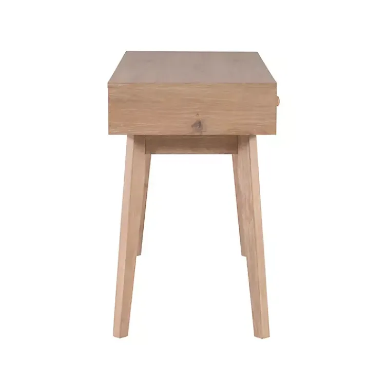 Office Furniture-Kirklands Home Natural Ripples 2-Drawer Wood Desk Brown